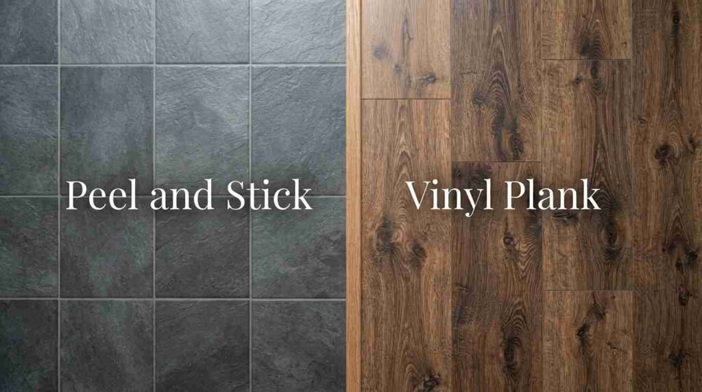 Peel and stick flooring versus vinyl plank flooring comparison for homeowners.