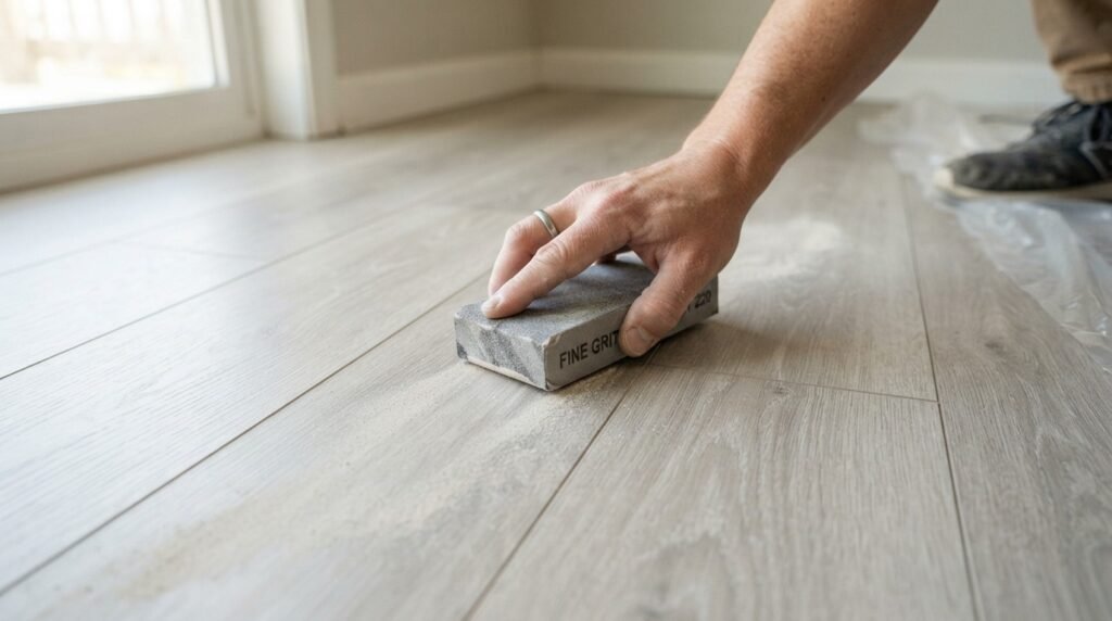 Sanding vinyl floor before installing peel and stick tiles